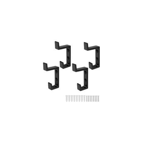 Gancho para abrigos, juego de 4 ganchos de aluminio para montaje en pared, toallero negro para baño, adecuado para guardarropa, dormitorio, gancho de pared - Crezuo