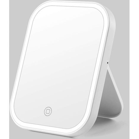 1 Miroir de maquillage LED, écran tactile, luminosité réglable 0-100%, pliable 180°, portable, rechargeable USB, voyage (1/5)