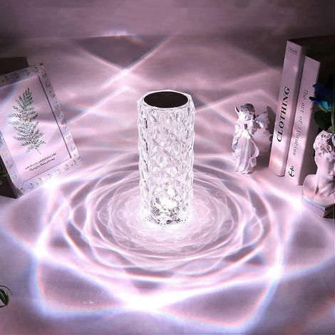 Lampe de table en cristal - Lampe de table LED effet diamant avec 16 couleurs - Commande tactile et télécommande 9 x 21 cm (1/5)