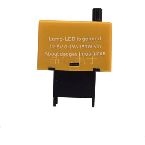 LED-Blinker mit acht einstellbaren Blinkfrequenzen, elektronischem Blinkrelais, gelbem Gehäuse. (1/4)