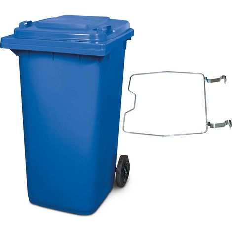 BRB Poubelle MGB 240 litres, avec anneau de serrage pour sacs poubelles, bleue