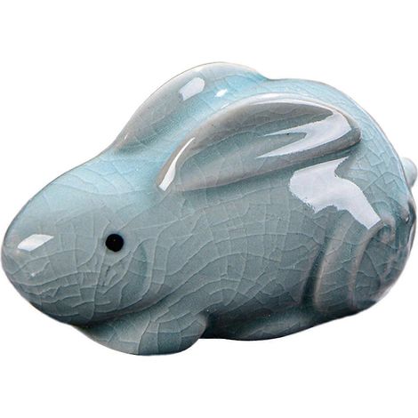 Collection de figurines miniatures en céramique représentant des animaux de compagnie, idéales pour la cérémonie du thé. Décoration pour voiture, bibliothèque ou salon.-Rabbit (1/5)