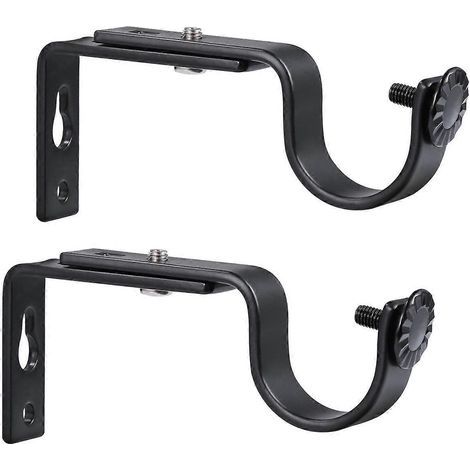 VORCOOL Verstellbare Gardinenstangenhalterung (2er-Pack) mit Schrauben, Wandmontage, für Stangen von 15–22 mm (Schwarz) – 9,00 x 4,00 x 1,60 cm – Schwarz (1/3)