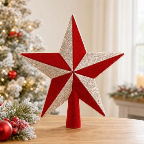 Boule de Noel 20 x 20 cm PVC PE - Decoration de Sapin et de Vitrine, Surface Velours Reflechissante, Crochet Inclus, Legere et Incassable (1/4)