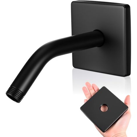 Bras d'extension de douche avec cache-bride, 6 pouces — Support mural universel pour pommeau de douche (Noir mat)