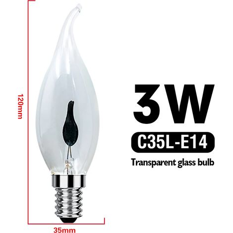 Lampes de croissance pour plantes (C35L E14 Ampoule à bougie, 1 pièce) Lampe LED Edison effet flamme orange rouge vintage, lampe à bougie originale (1/5)