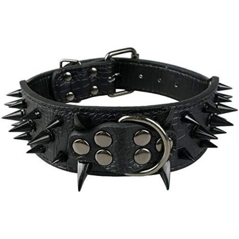Collier de Chien Pointu Pointu Clouté Luxueux Colliers en Cuir Rembourré pour Chiens de Taille Moyenne Collier de 5cm Largeur Anti Morsure M,Noir-NRdengyank (1/5)