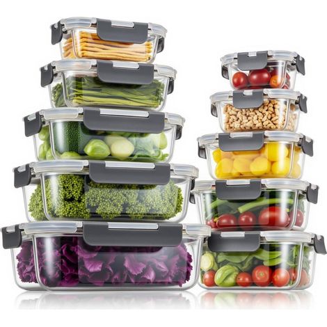 Glas Frischhaltedosen Set 10tlg. luftdicht BPA-frei mikrowellengeeignet stapelbar (1/5)