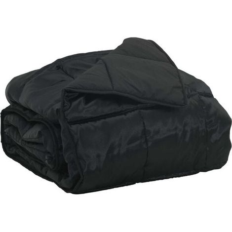 Couette d'été une place en duvet, noire, 135 x 200 cm, satin et microfibre. (1/5)