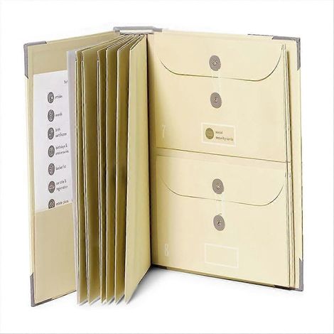Beschriftete Ablagemappen, hübscher Papierorganizer mit Reißverschlusstasche, khaki (1/5)