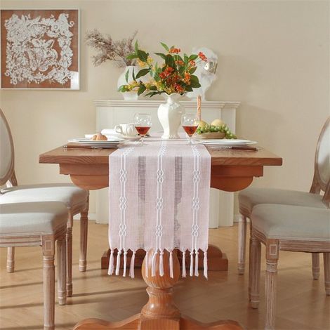 Camino de mesa,ideal para fiestas,festivales y bodas. Diseño pequeño de doble jacquard rosa,33 x 183 cm (1/5)