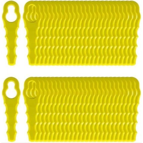 Packung mit 100 Ersatzklingen, kompatibel mit Ryobi Rasentrimmern, doppelt gezahnte Klingenköpfe RAC155, RAC157, RAC158