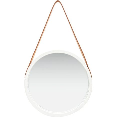 Miroir mural avec sangle Miroir déco pour Salle de bain Salon Chambre ou Dressing 40 cm Blanc 84941