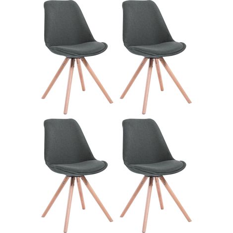 Set de 4 sillas de comedor Toulouse en tela Gris oscuro Natural