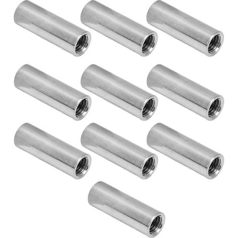 10 écrous de raccordement à filetage intérieur pour connecteurs de barres rondes en acier inoxydable 304, M10x1,5, 14 L40 mm