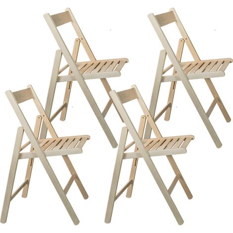Set 4 Sedie Pieghevole 47,5x42,5x45/79 cm in Legno di Faggio FSC Grezza (1/3)
