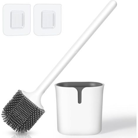 Spazzola per WC Blendura, spazzola per WC in silicone, spazzola per WC e supporto con base antigoccia, montaggio a parete o a pavimento per bagno, WC (1/5)