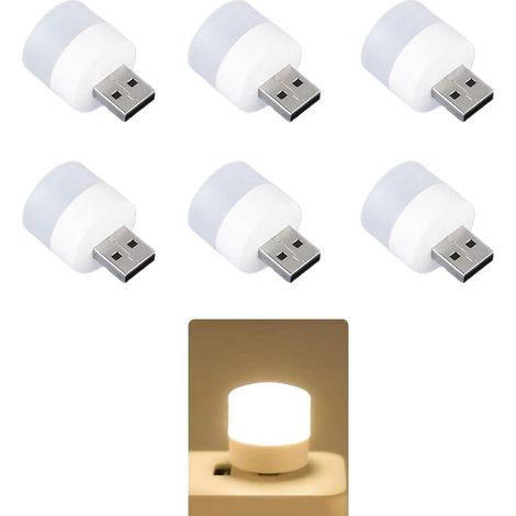 Lot de 6 mini lampes LED USB portables, petites lumières rondes pour sommeil bébé, rechargeables (1/5)