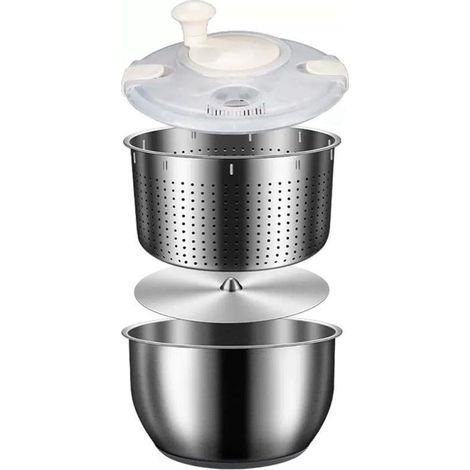 Lavadora y secadora multifunción de acero inoxidable de 6 litros para frutas y verduras, con rejilla de escurrido. (1/5)
