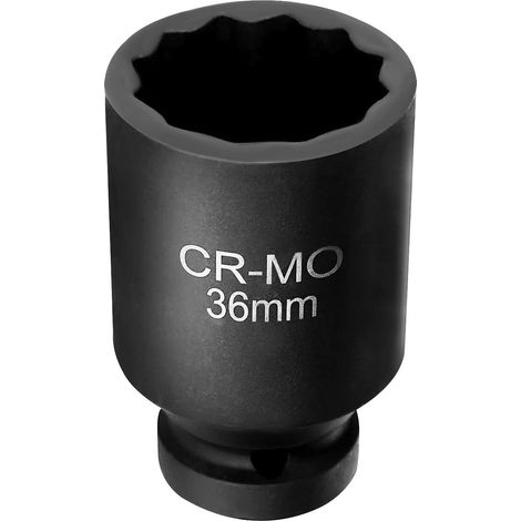 Deep Impact Socket 1/2" 36mm Impact Socket 12-Point Drive Double Deep Socket Set Metric Axle Nut Socket Deep Rear Hub Axle Nut Socket for Easy Removal of Axle Shaft Nuts (1/5)