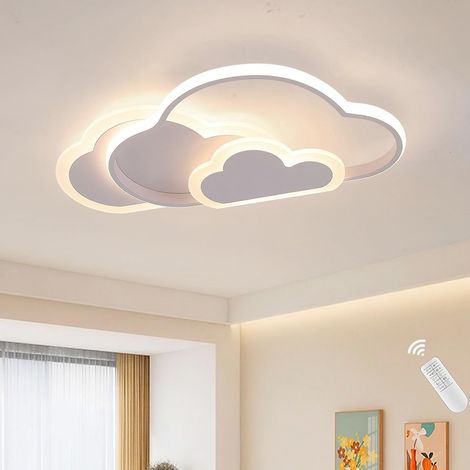 Plafonnier Creative Cloud Shape dimmable avec télécommande, plafonnier en acrylique encastré pour le couloir de la chambre du salon et la chambre des enfants, 42 23cm 25W, blanc (1/5)