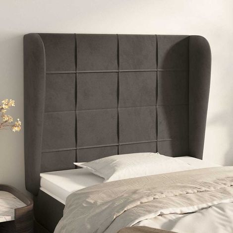 vidaXL Cabecero con orejas de terciopelo gris oscuro 103x23x118/128 cm (1/5)