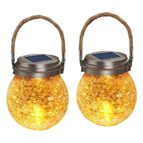 LAMPADA DA GIARDINO SOLARE IN BARATTOLO Lanterna solare - 20 LED XXL - 2 PEZZI