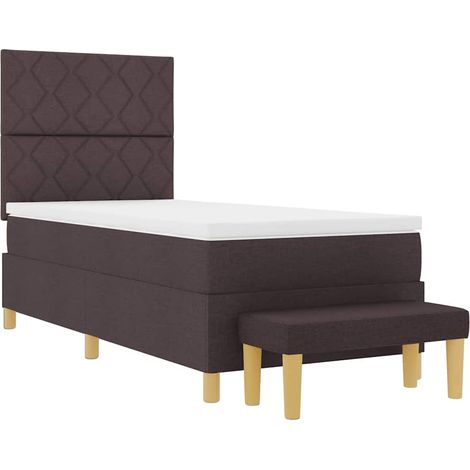 Cama tipo Box Spring Marrón oscuro 100 x 200 cm tela vidaXL (1/5)