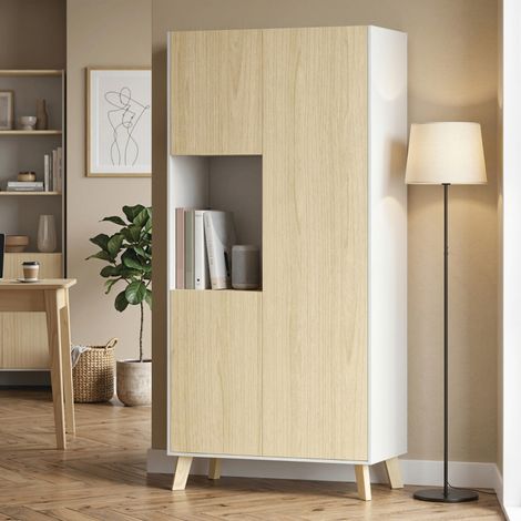170 cm breiter Küchenschrank, modernes Design mit offenem Fach, verstellbaren Einlegeböden, natürliche Holzoptik