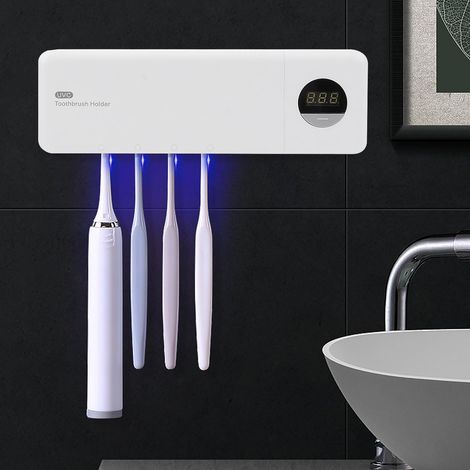 Brosse à Dents Désinfectante UV, Support de Brosse à Dents Mural avec Fonction Stérilisateur, 6 Emplacements pour Brosse, Porte Brosse à Dents Electrique pour Salle de Bain (1/5)