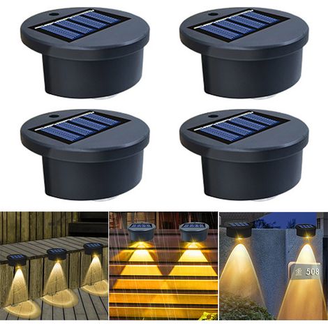 Lot de 4 lampes solaires d'extérieur, lampes solaires étanches pour marches, lampes solaires étanches, lampe solaire pour bord de piscine (1/5)