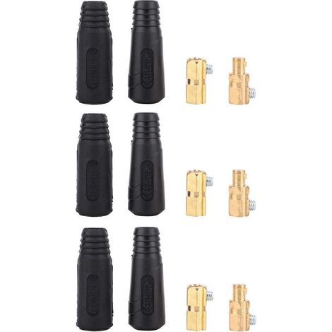 200-400A Câble de Soudage de Style Européen en Cuivre et en Caoutchouc Connecteur Rapide Connecteur de Fil de Soudage 6pcs (3 paires)(10-25) (1/5)