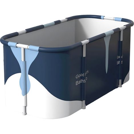 Aga Tragbare Badewanne, faltbare Badewanne für Erwachsene, drinnen und draußen, heißes Spa, Eisbad, 120 x 60 x 60 cm, Blau/Weiss (1/4)