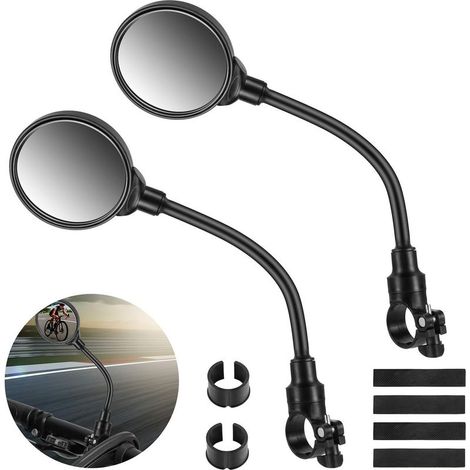 Bicycle Rearview Mirrors, 2-Pack, 22-32mm Handlebar, 3D Safety Mirrors, Adjustable and 360° Rotatable for Bike, E-Bike, Moped (1/5)