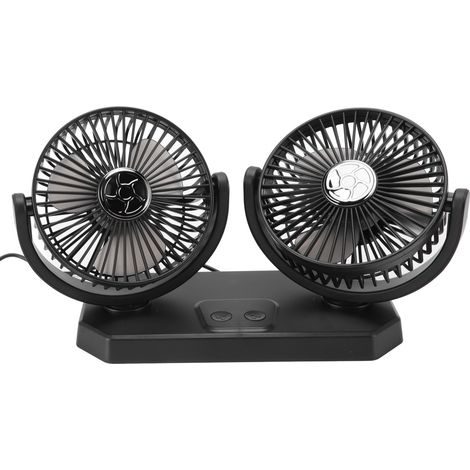 Ventilateur électrique double tête 12 V, double commande, 3 vitesses, ventilation puissante, chargement USB, pour voiture, minivan et camionnette. (1/5)