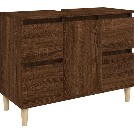 Maison Exclusive - Mobile Lavabo Rovere Marrone 80x33x60 cm in Legno Multistrato (1/5)