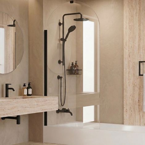 Pare-baignoire – 80 x 140 cm – Noir – LIVIA (1/4)