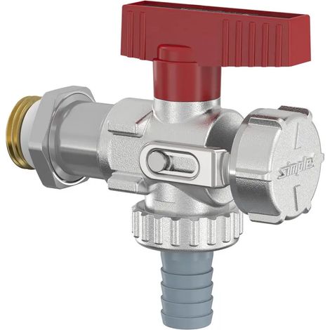 Flamco Válvula de bola KFE angular, diseño largo G1/2a PN16 MS vern. con racor para manguera, F10674