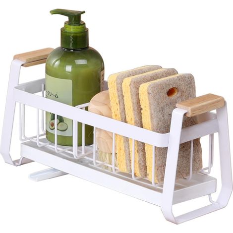 Scolapiatti cucina, cestello scolapiatti per lavello, scolapiatti da appoggio, scolapiatti laterale rubinetto, spugna multiuso, porta detersivi