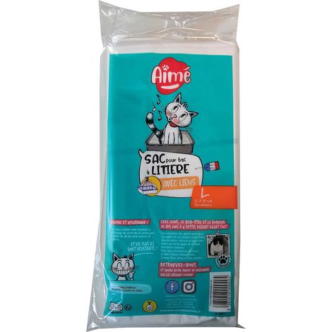 Sacs Litière x12 Format Universel 55x39 cm pour Bac à Litière avec Poignées Refermables pour le Bien-Être de votre Chat Sacs Hygièniques (1/5)