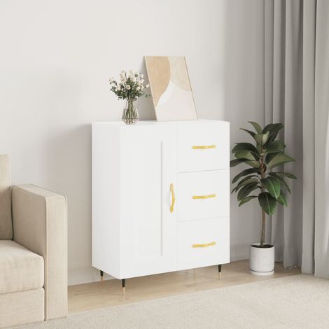 Buffet bas,Buffet Commode industriel blanc 69,5x34x90 cm bois d'ingénierie -QS19437 (1/5)