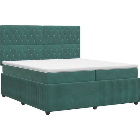 Maison Exclusive - Letto box spring con materasso Verde Scuro 200 x 200 cm Velluto (1/5)
