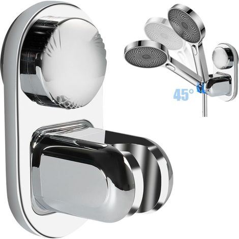 Duschkopfhalterung, verstellbare Saugnapf-Wandbefestigung, abnehmbares ABS-Chrom, universelle Handbrausehalterung für Badezimmer, Silber (1/4)
