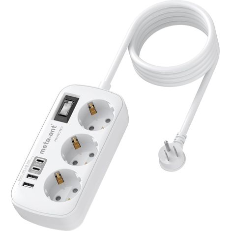 Adaptateur USA, 7 en 1, Prise américaine, Prise USB C (3,4 A), 3 Prises avec câble de 1,5 m, Adaptateur de Voyage USA, 1250 W US vers EU, Adaptateur Canada Type B, Prise de Voyage pour Amérique (1/5)