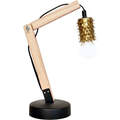 Lampada da tavolo Rossa IV in legno e metallo dorato (1/2)