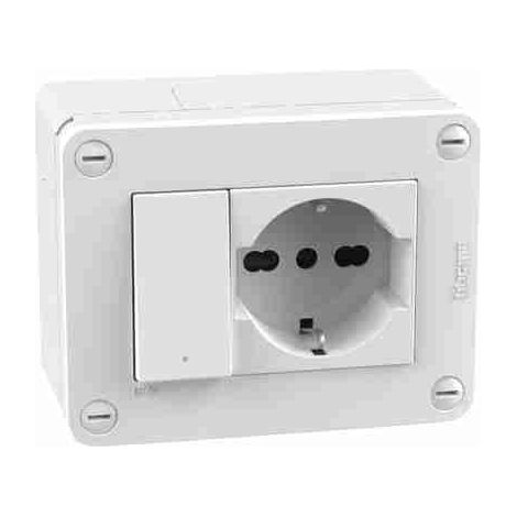BTI28403W2 Scatola IP40 3 moduli - con interruttore + presa std. Germania