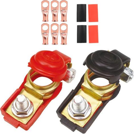 Terminale batteria con connettori in rame – 6 terminali ad anello – Per batterie da 12V, 24V, 48V – Rimozione rapida per veicoli e imbarcazioni (1/5)