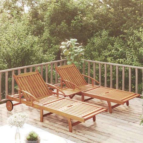 vidaXL Set de tumbonas con mesita 2 uds madera maciza de acacia (1/5)