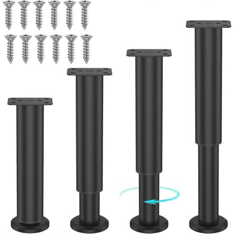 Verstellbare Schrankbeine, 4er-Set, Metall, verstellbare Möbelbeine, Tischbeine, 7,08–13 Zoll, Metall-Möbelfüße, Möbelbeine – Vierer-Set – Schwarz