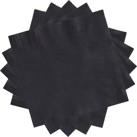 20 Serviettes Papier,Noir,16,5cm x 16,5cm,Serviettes Absorbantes,Papier Alimentaire,Mariage Anniversaire Cocktail